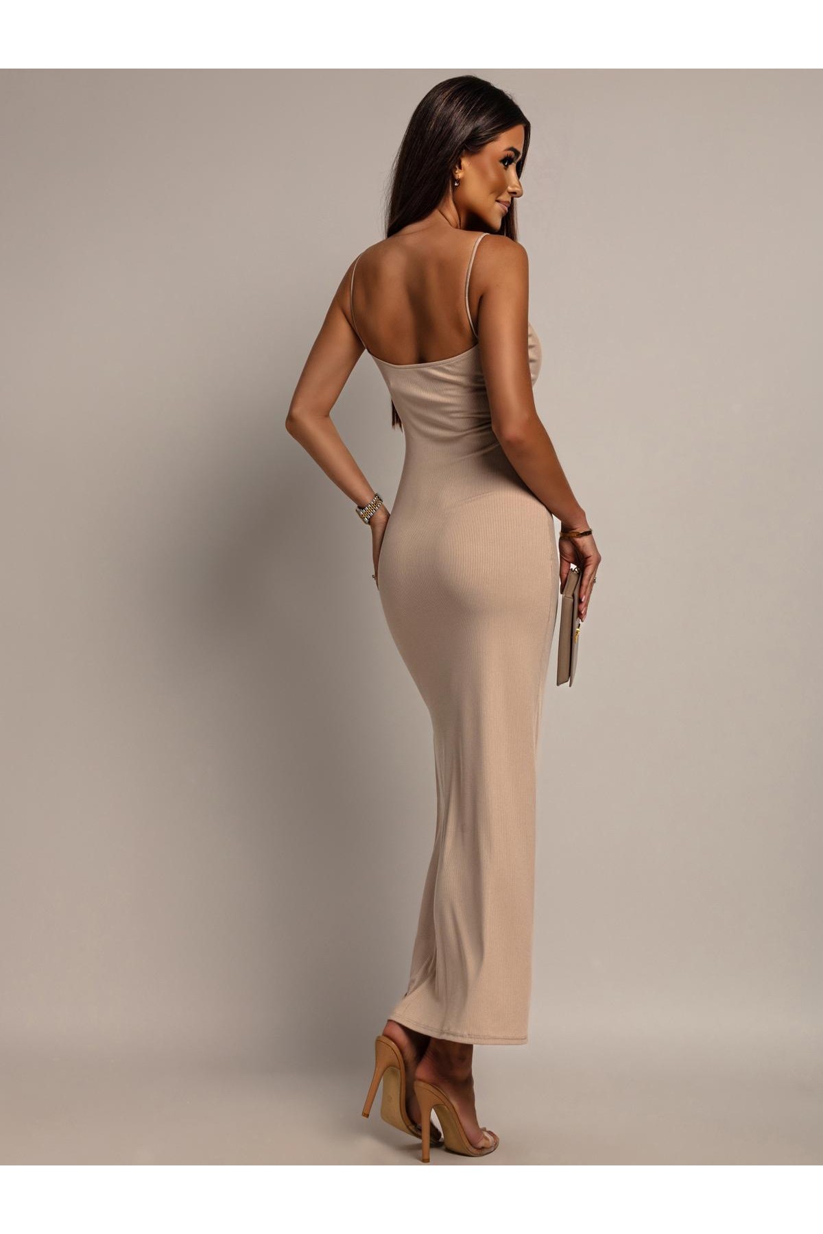 Béžové šaty ELENA — spredu