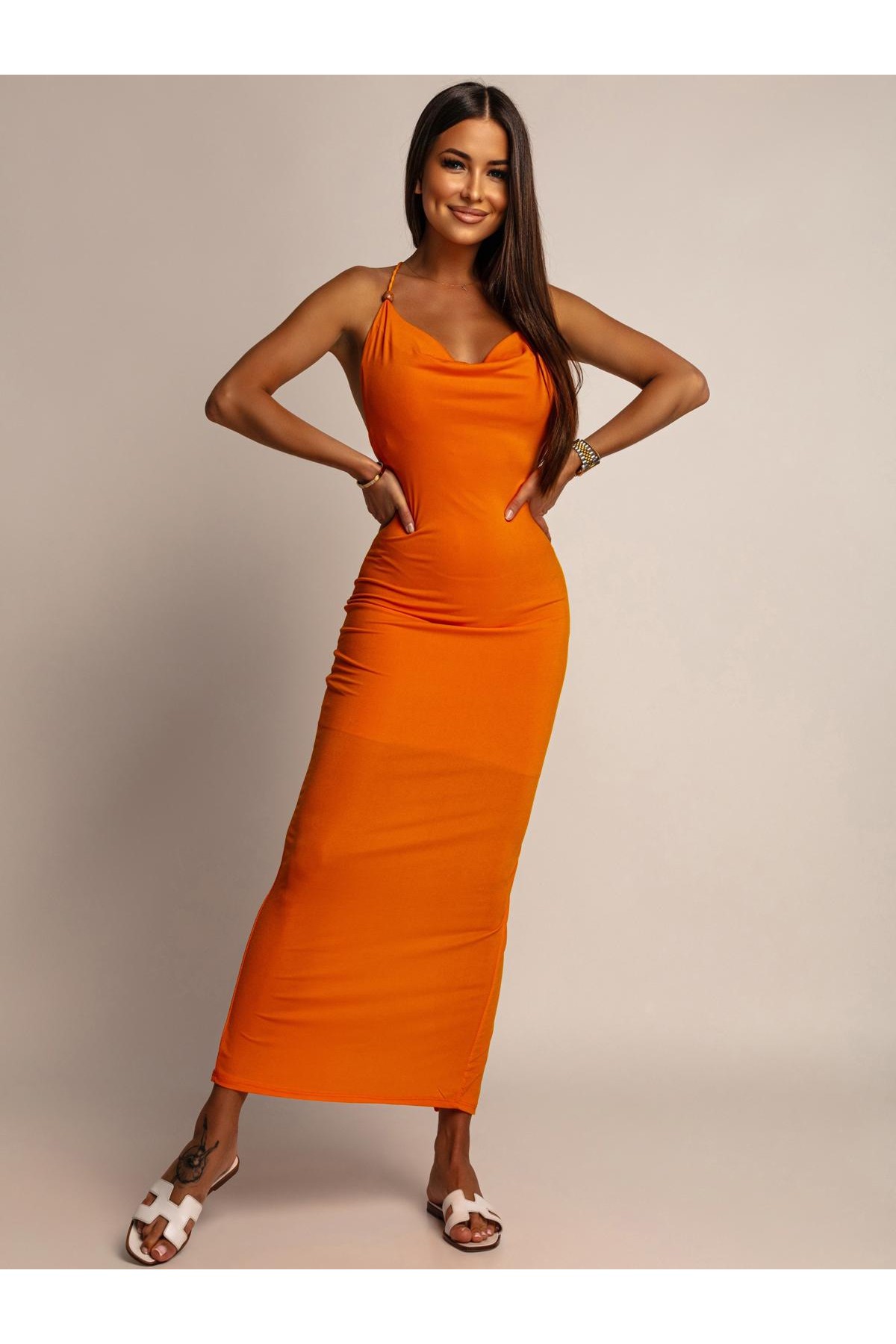 Oranžové šaty DIANA — spredu